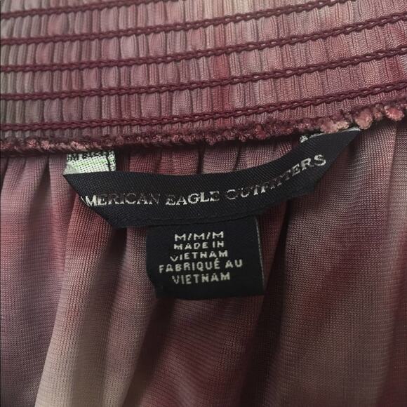 AMERICAN EAGLE OUTFITTERS Crushed Velvet Off Shoulder Top MEDIUM Tie Dye Fall - Picture 6 of 7